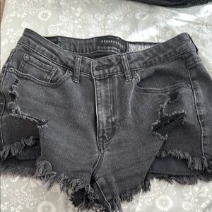Aeropostale Black Distressed Denim Shorts